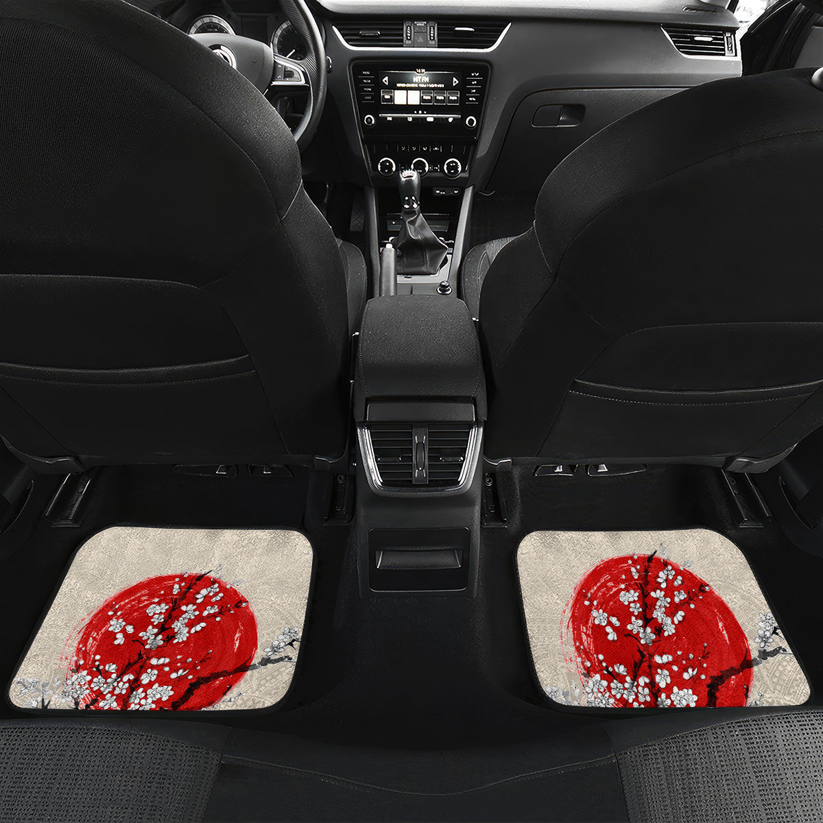 Personalised Japanese Culture Hawaii Style Car Mats Japanese Samurai with Hawaiian Pattern LT03 Set 2pcs - Back Beige - Polynesian Pride