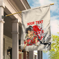 Personalised Japanese Culture Hawaii Style Garden Flag Japanese Samurai with Hawaiian Pattern LT03 House Flag Beige - Polynesian Pride