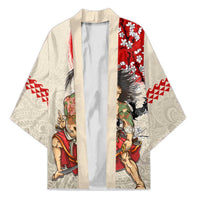 Personalised Japanese Culture Hawaii Style Kimono Japanese Samurai with Hawaiian Pattern LT03 Unisex Beige - Polynesian Pride