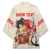 Personalised Japanese Culture Hawaii Style Kimono Japanese Samurai with Hawaiian Pattern LT03 - Polynesian Pride