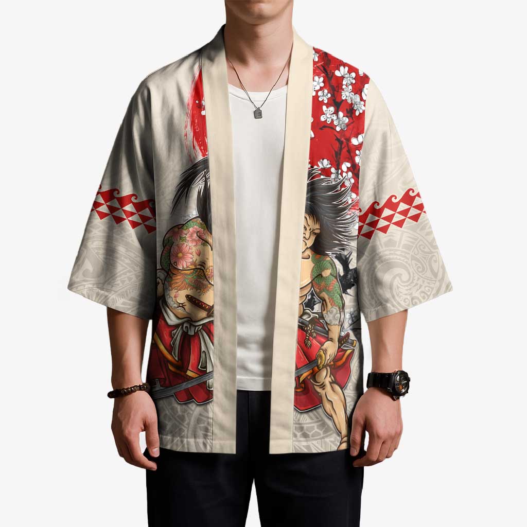 Personalised Japanese Culture Hawaii Style Kimono Japanese Samurai with Hawaiian Pattern LT03 - Polynesian Pride