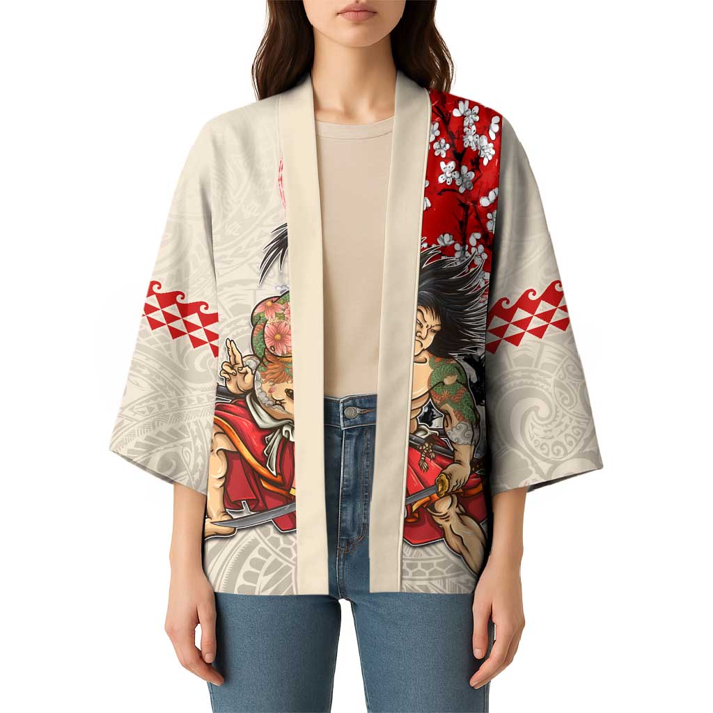Personalised Japanese Culture Hawaii Style Kimono Japanese Samurai with Hawaiian Pattern LT03 - Polynesian Pride