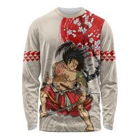 Personalised Japanese Culture Hawaii Style Long Sleeve Shirt Japanese Samurai with Hawaiian Pattern LT03 Unisex Beige - Polynesian Pride