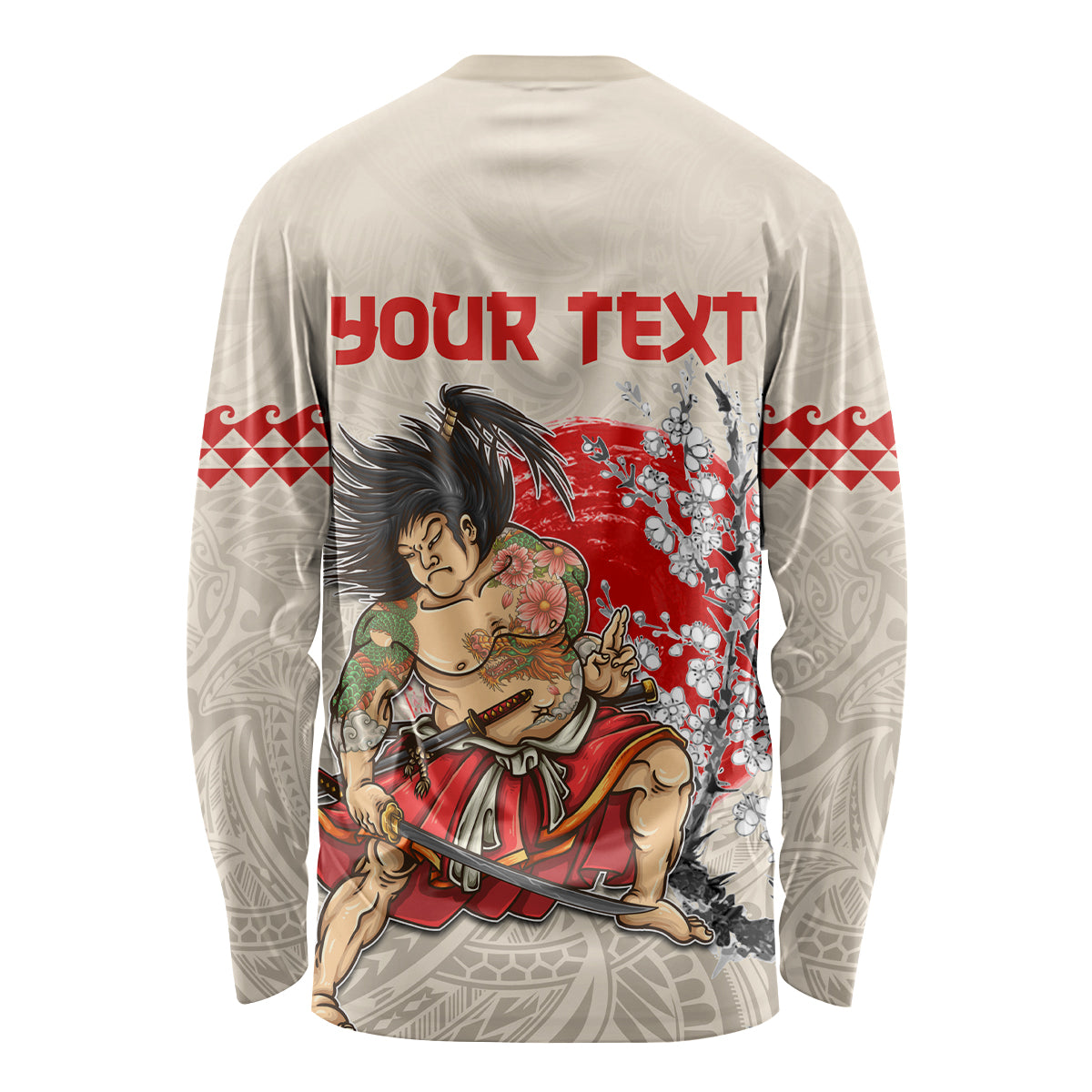 Personalised Japanese Culture Hawaii Style Long Sleeve Shirt Japanese Samurai with Hawaiian Pattern LT03 - Polynesian Pride