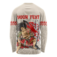 Personalised Japanese Culture Hawaii Style Long Sleeve Shirt Japanese Samurai with Hawaiian Pattern LT03 - Polynesian Pride