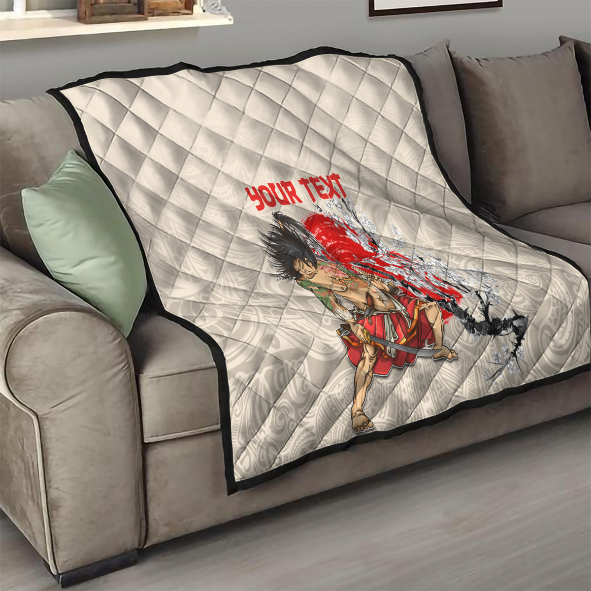 Personalised Japanese Culture Hawaii Style Quilt Japanese Samurai with Hawaiian Pattern LT03 - Polynesian Pride