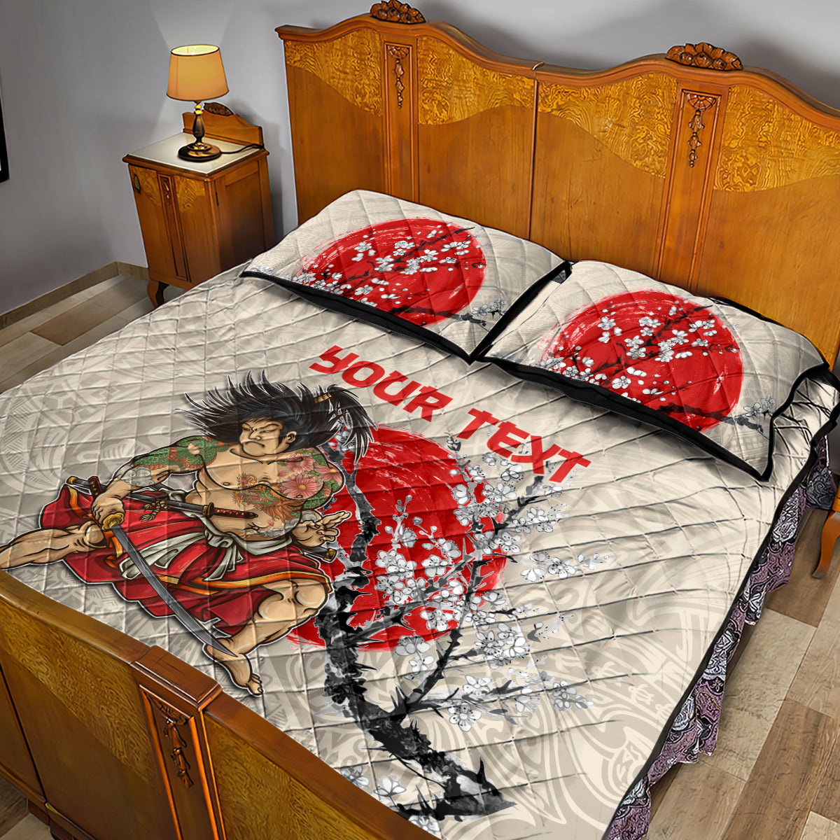 Personalised Japanese Culture Hawaii Style Quilt Bed Set Japanese Samurai with Hawaiian Pattern LT03 - Polynesian Pride