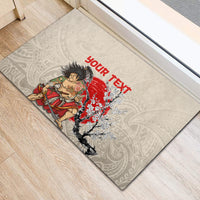 Personalised Japanese Culture Hawaii Style Rubber Doormat Japanese Samurai with Hawaiian Pattern LT03 - Polynesian Pride