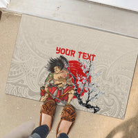 Personalised Japanese Culture Hawaii Style Rubber Doormat Japanese Samurai with Hawaiian Pattern LT03 - Polynesian Pride