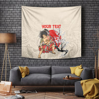 Personalised Japanese Culture Hawaii Style Tapestry Japanese Samurai with Hawaiian Pattern LT03 - Polynesian Pride