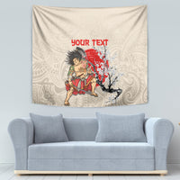 Personalised Japanese Culture Hawaii Style Tapestry Japanese Samurai with Hawaiian Pattern LT03 - Polynesian Pride