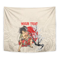 Personalised Japanese Culture Hawaii Style Tapestry Japanese Samurai with Hawaiian Pattern LT03 - Polynesian Pride