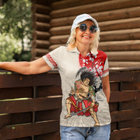 Personalised Japanese Culture Hawaii Style Women Polo Shirt Japanese Samurai with Hawaiian Pattern LT03 - Polynesian Pride