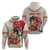 Personalised Japanese Culture Hawaii Style Zip Hoodie Japanese Samurai with Hawaiian Pattern LT03 - Polynesian Pride