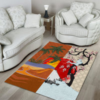 Japanese Culture Hawaii Style Area Rug Mauna Kea and Fuji Mountains LT03 - Polynesian Pride