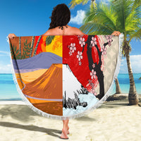 Japanese Culture Hawaii Style Beach Blanket Mauna Kea and Fuji Mountains LT03 - Polynesian Pride