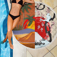 Japanese Culture Hawaii Style Beach Blanket Mauna Kea and Fuji Mountains LT03 - Polynesian Pride