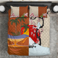 Japanese Culture Hawaii Style Bedding Set Mauna Kea and Fuji Mountains LT03 Brown - Polynesian Pride