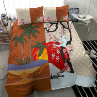 Japanese Culture Hawaii Style Bedding Set Mauna Kea and Fuji Mountains LT03 - Polynesian Pride