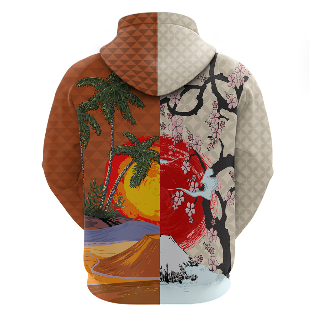Japanese Culture Hawaii Style Hoodie Mauna Kea and Fuji Mountains LT03 - Polynesian Pride
