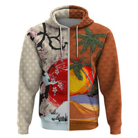 Japanese Culture Hawaii Style Hoodie Mauna Kea and Fuji Mountains LT03 Zip Hoodie Brown - Polynesian Pride