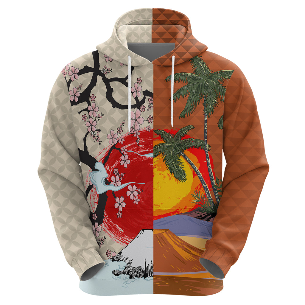 Japanese Culture Hawaii Style Hoodie Mauna Kea and Fuji Mountains LT03 - Polynesian Pride