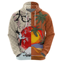 Japanese Culture Hawaii Style Hoodie Mauna Kea and Fuji Mountains LT03 - Polynesian Pride
