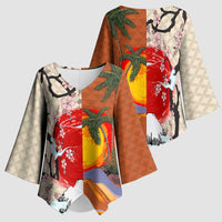 Japanese Culture Hawaii Style Kimono Sleeve Blouse Mauna Kea and Fuji Mountains LT03 - Polynesian Pride