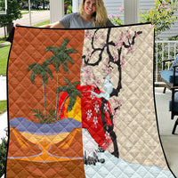 Japanese Culture Hawaii Style Quilt Mauna Kea and Fuji Mountains LT03 Brown - Polynesian Pride