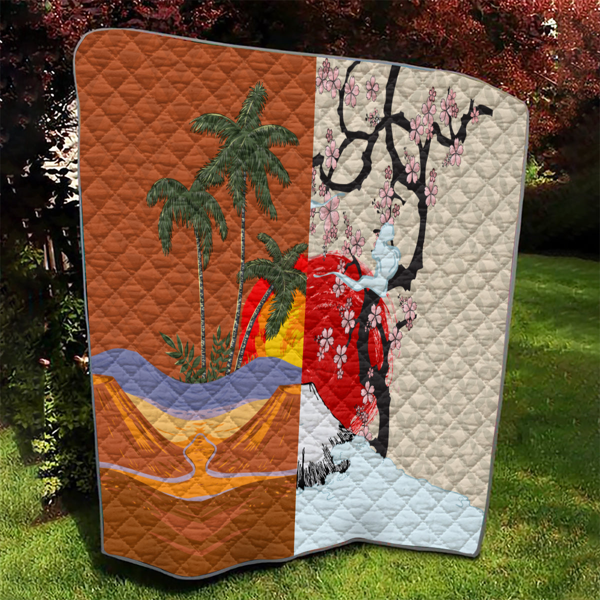 Japanese Culture Hawaii Style Quilt Mauna Kea and Fuji Mountains LT03 - Polynesian Pride