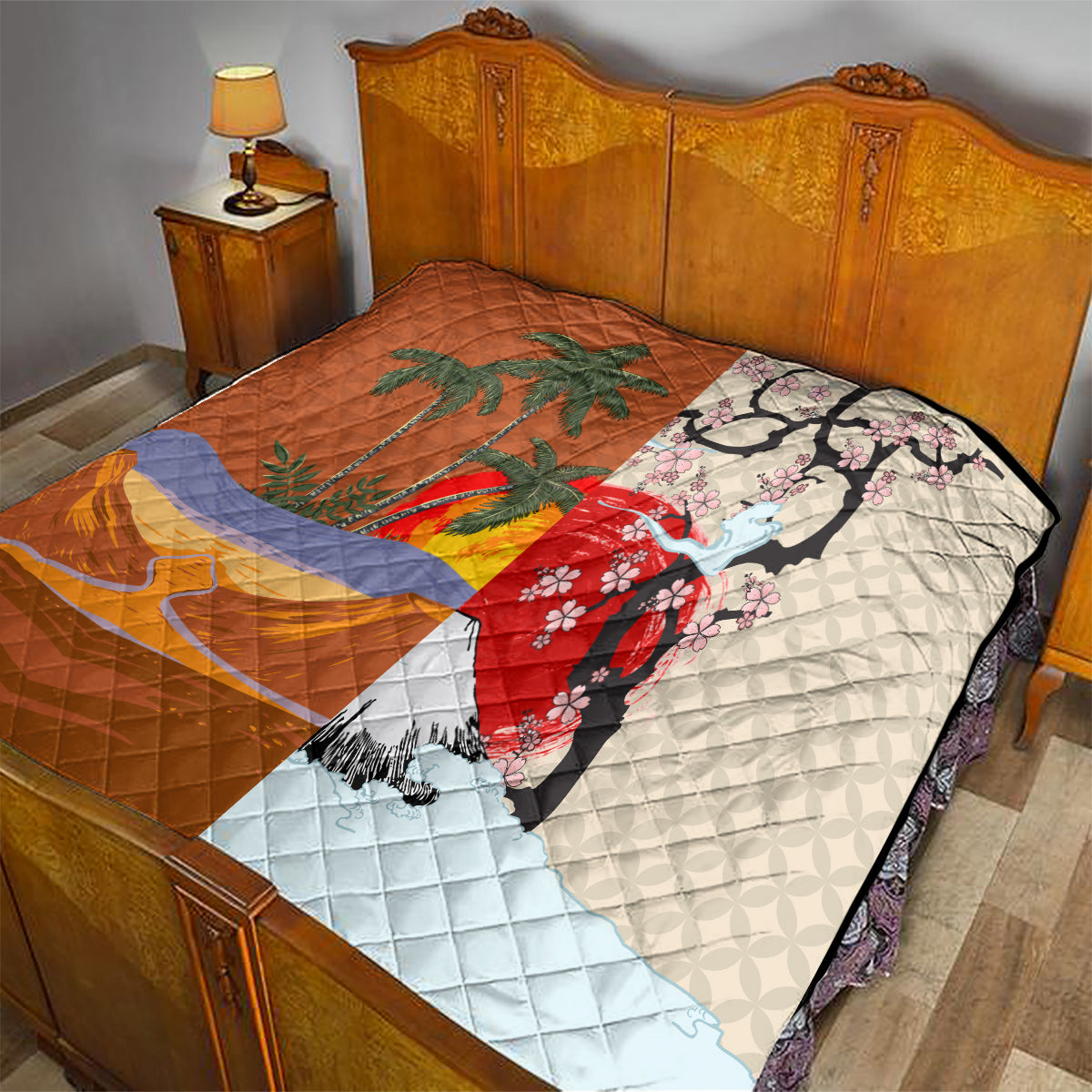 Japanese Culture Hawaii Style Quilt Mauna Kea and Fuji Mountains LT03 - Polynesian Pride