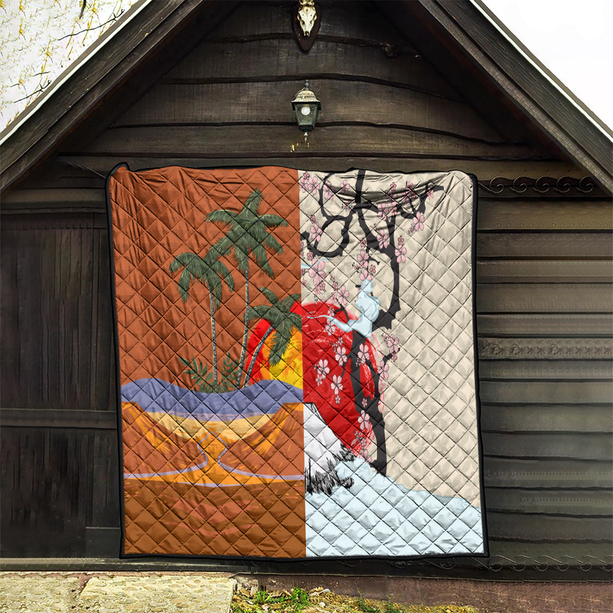 Japanese Culture Hawaii Style Quilt Mauna Kea and Fuji Mountains LT03 - Polynesian Pride