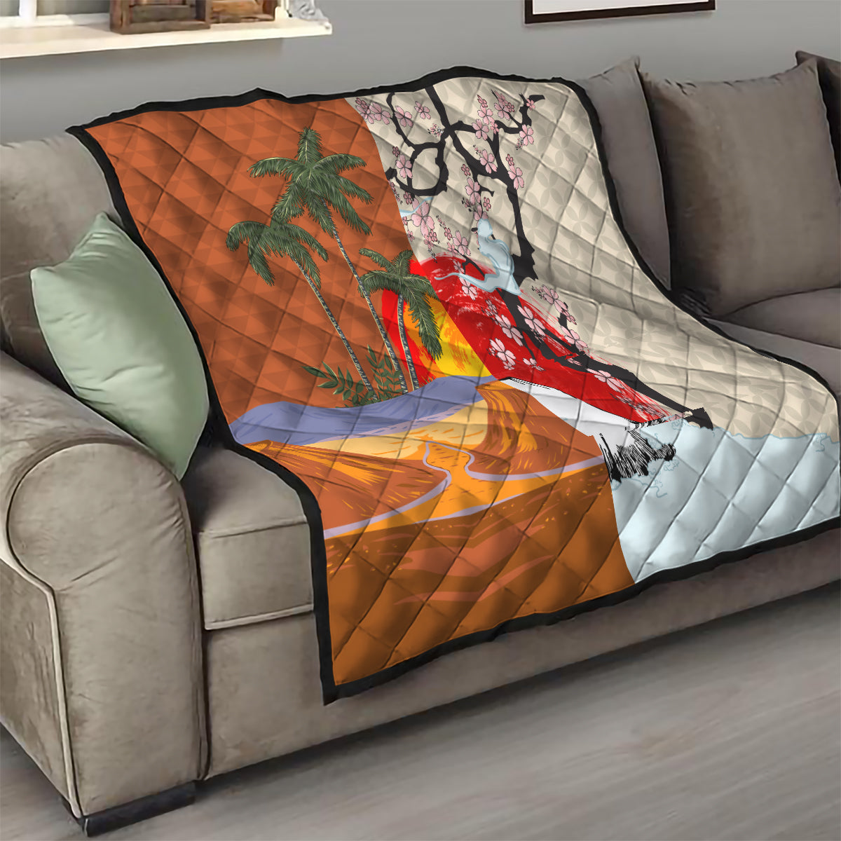 Japanese Culture Hawaii Style Quilt Mauna Kea and Fuji Mountains LT03 - Polynesian Pride