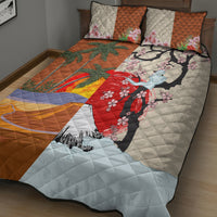 Japanese Culture Hawaii Style Quilt Bed Set Mauna Kea and Fuji Mountains LT03 - Polynesian Pride