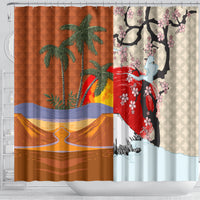 Japanese Culture Hawaii Style Shower Curtain Mauna Kea and Fuji Mountains LT03 - Polynesian Pride