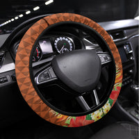Japanese Culture Hawaii Style Steering Wheel Cover Mauna Kea and Fuji Mountains LT03 Universal Fit Brown - Polynesian Pride