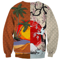 Japanese Culture Hawaii Style Sweatshirt Mauna Kea and Fuji Mountains LT03 - Polynesian Pride