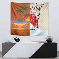 Japanese Culture Hawaii Style Tapestry Mauna Kea and Fuji Mountains LT03 - Polynesian Pride