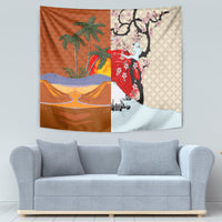 Japanese Culture Hawaii Style Tapestry Mauna Kea and Fuji Mountains LT03 - Polynesian Pride