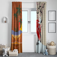 Japanese Culture Hawaii Style Window Curtain Mauna Kea and Fuji Mountains LT03 - Polynesian Pride