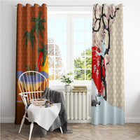 Japanese Culture Hawaii Style Window Curtain Mauna Kea and Fuji Mountains LT03 - Polynesian Pride