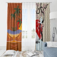 Japanese Culture Hawaii Style Window Curtain Mauna Kea and Fuji Mountains LT03 - Polynesian Pride