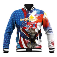 Philippines and United States Semiquincentennial Baseball Jacket Eagle and National Flag Style LT03 Unisex Multicolor - Polynesian Pride