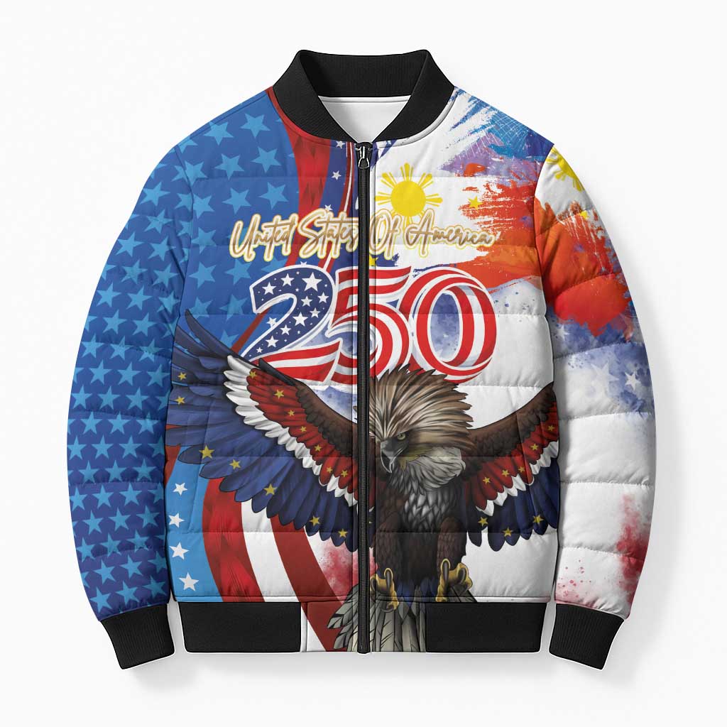 Philippines and United States Semiquincentennial Bomber Puffer Jacket Eagle and National Flag Style LT03 Unisex Multicolor - Polynesian Pride