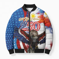 Philippines and United States Semiquincentennial Bomber Puffer Jacket Eagle and National Flag Style LT03 Unisex Multicolor - Polynesian Pride