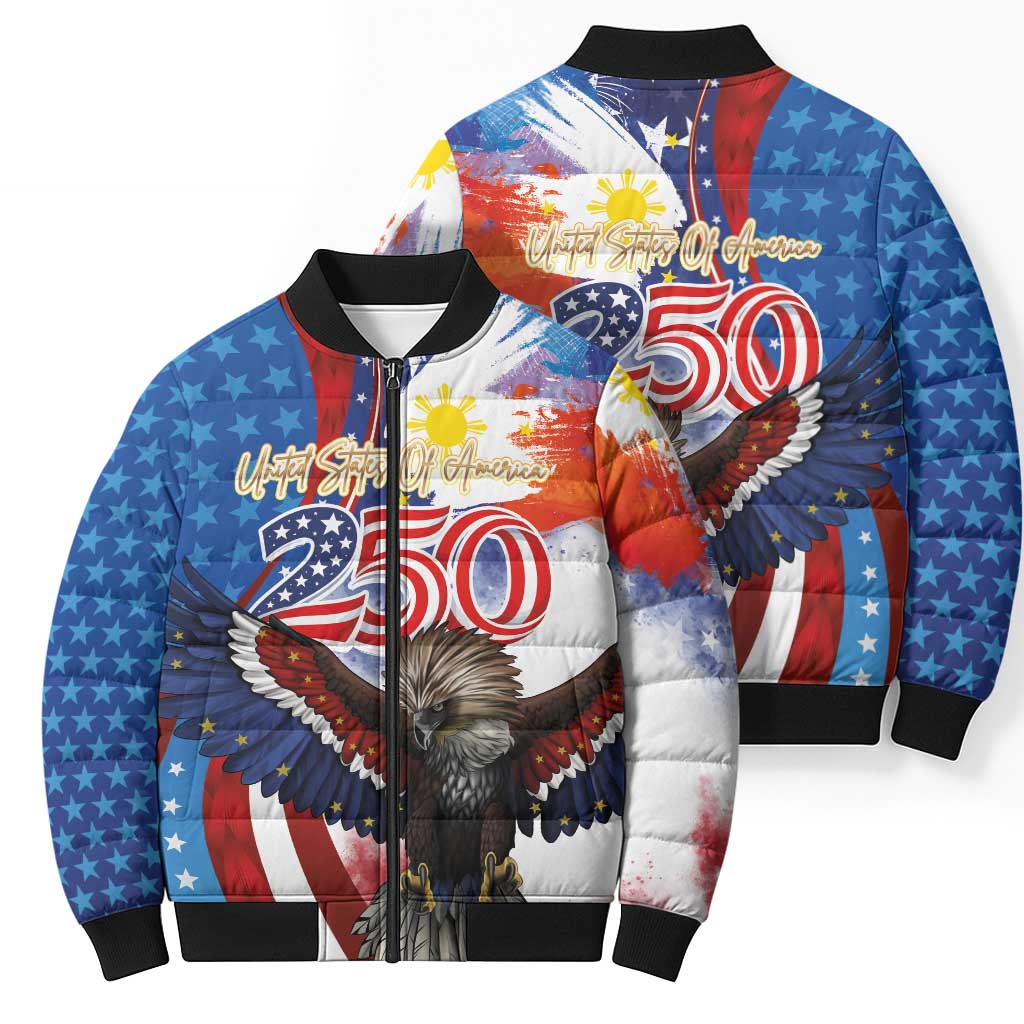 Philippines and United States Semiquincentennial Bomber Puffer Jacket Eagle and National Flag Style LT03 - Polynesian Pride