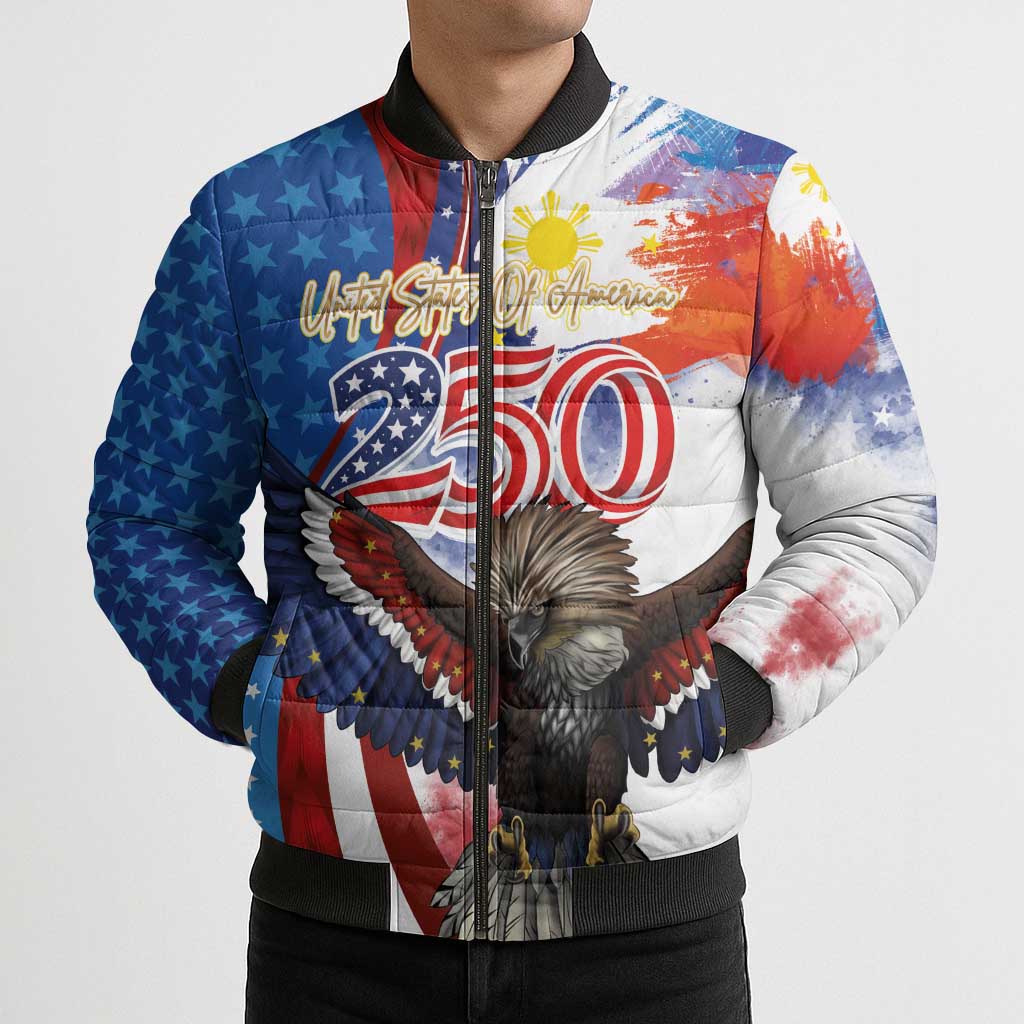 Philippines and United States Semiquincentennial Bomber Puffer Jacket Eagle and National Flag Style LT03 - Polynesian Pride