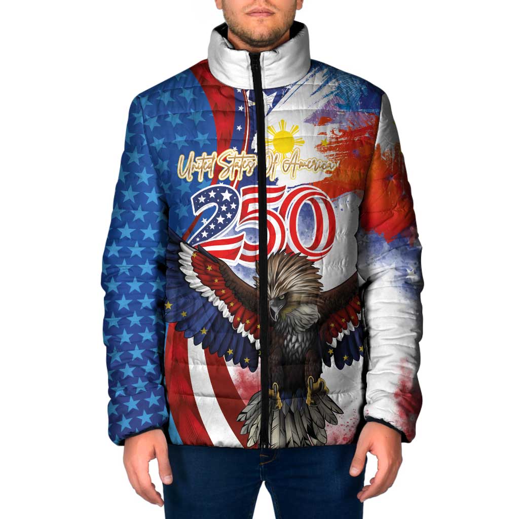 Philippines and United States Semiquincentennial Padded Jacket Eagle and National Flag Style LT03 Men Multicolor - Polynesian Pride