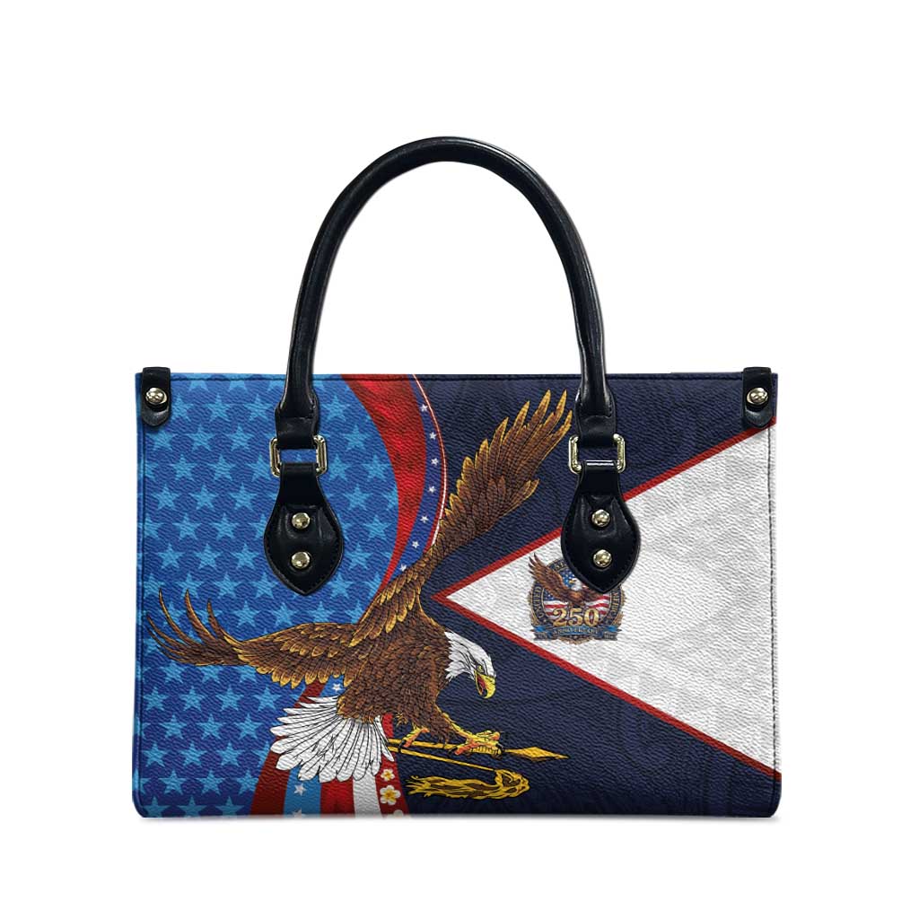 American Samoa and United States Semiquincentennial Leather Bag Bald Eagle with National Flag Style LT03 - Polynesian Pride