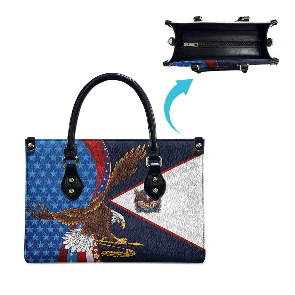 American Samoa and United States Semiquincentennial Leather Bag Bald Eagle with National Flag Style LT03 - Polynesian Pride